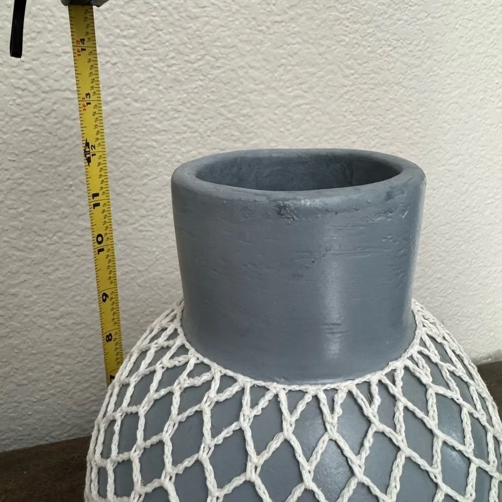 Blue Boho Rustic Macrame Cover Decor Vase
